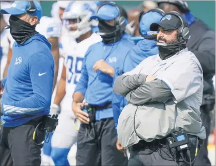  ?? MORRY GASH — THE ASSOCIATED PRESS ?? Detroit Lions head coachmatt Patricia watches during the second half of a Sept. 20game against the Green Bay Packers ingreen Bay, Wis.