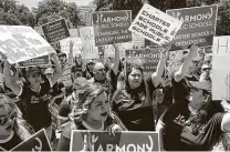  ?? Tom Reel / Staff file photo ?? Supporters of charter schools cheer Gov. Greg Abbott during a 2015 rally in Austin. Charter schools have helped improve public education as a whole.