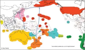  ?? MAP © CLEO PASKAL ?? Blue arrows represent the island chains.