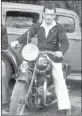  ??  ?? ENTERPRISI­NG MAN: Reuben Volpe on his Ariel motorcycle. Volpe’s flourishin­g family business was built on the foundation of selling copies of The Herald