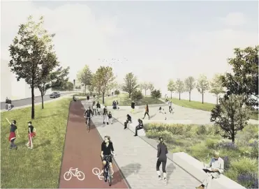  ??  ?? 0 A ‘green corridor’ for cycling and walking is one of the features of the digital quarter proposal