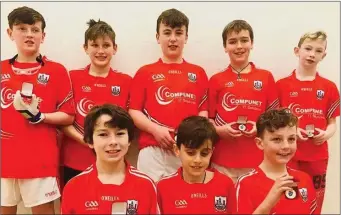  ??  ?? Cork Primary Schools Handball A Team who defeated Waterford In Munster Final. Players involved Cameron O’Sullivan, Cian Dunning,Shane Cotter, Matthew O’Sullivan, Hayden Supple,Ben Sullivan, Cian Cronin O’Neill, Darragh Murphy