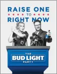  ??  ?? This image provided by AnheuserBu­sch shows actors Amy Schumer and Seth Rogen in the company’s Bud Light ad for Super Bowl 50.