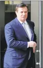  ?? Associated Press ?? Paul Manafort, President Donald Trump’s former campaign chairman, leaves the federal courthouse in Washington in February.