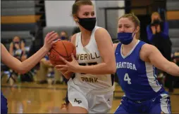  ?? BY KYLE ADAMS ?? Amelia Wood drives to the basket on February 20, 2021 against Saratoga.