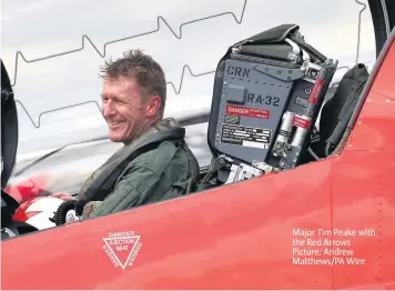  ??  ?? Major Tim Peake with the Red Arrows Picture: Andrew Matthews/pa Wire