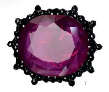  ??  ?? [3] “Celebratio­n” ring with antique-cut ruby and black diamonds[3]