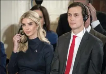  ?? ANDREW HARNIK — THE ASSOCIATED PRESS FILE ?? In this file photo Ivanka Trump, the daughter of President Donald Trump, and her husband Jared Kushner, senior adviser to President Donald Trump, attend a joint news conference with the president and German Chancellor Angela Merkel in the East Room of...