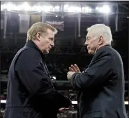  ?? AP/MATT DUNHAM ?? NFL Commission­er Roger Goodell (left) is prepared to have Dallas Cowboys owner Jerry Jones pay millions of dollars for attempting to derail negotiatio­ns on Goodell’s new contract.