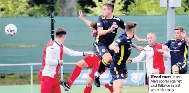  ??  ?? Head man Jason Marr scores against East Kilbride in last week’s friendly