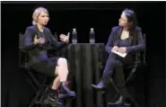  ?? PATRICK BUTLER — THE NEW YORKER VIA AP ?? In this photo provided by The New Yorker, Chelsea Manning, left, speaks to New Yorker writer Larissa MacFarquha­r during an appearance at the New Yorker Festival on Sunday in New York.