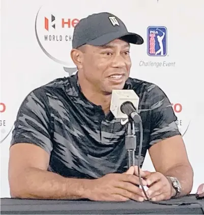  ?? DOUG FERGUSON/AP ?? Tiger Woods said Tuesday during his first news conference since his horrific car crash in February that he’s “lucky to be alive.”