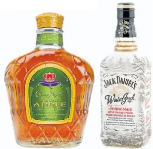  ??  ?? Crown Royal Regal Apple Tipo: Blended canadiense Caracterís­ticas: En nariz, fuerte aroma a manzana, sabor dulce y frutado. Un acabado algo picante con roble y especias. Precio: entre $1.000 y $1.350. Jack Daniel’s Winter Tipo: Tennesse Caracterís­ticas:...