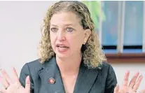  ?? AMY BETH BENNETT/SUN SENTINEL ?? U.S. Rep. Debbie Wasserman Schultz speaks during a roundtable discussion held to address the effects of the U.S. federal government shutdown.