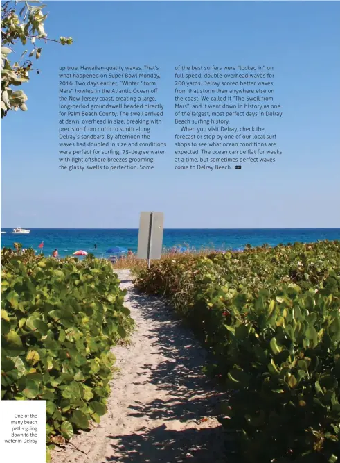  ??  ?? One of the many beach paths going down to the water in Delray