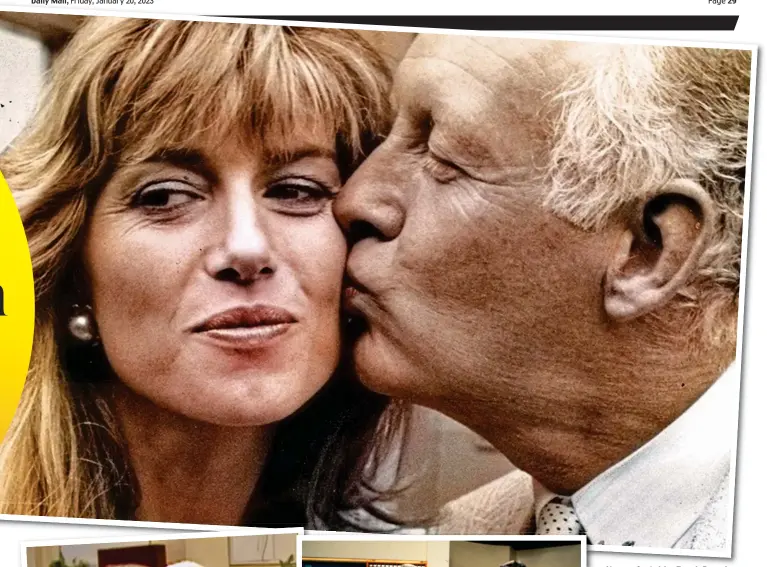  ?? Pictures: LES WILSON/NIGEL RAMDIAL/DAVID CRUMP ?? Uncomforta­ble: Frank Bough plants a kiss on his BBC co-host Selina Scott’s cheek