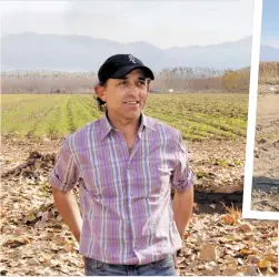  ??  ?? Enrique Moronta, con un lote de avena atrás y José, su tío, en un parcela de ajo con riego.