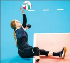  ?? Photo by Canadian Paralympic Committee ?? Payden Vair in action with the Canadian Paralympic sitting volleyball time.