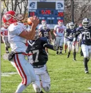  ?? MERCURY FILE PHOTO ?? Owen J. Roberts’ Mitch Bradford hauls in a pass during the first half of the Wildcats’ win in 2015.