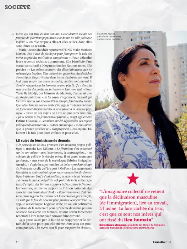  ??  ?? Bouchera Azzouz, présidente des Ateliers du féminisme populaire.