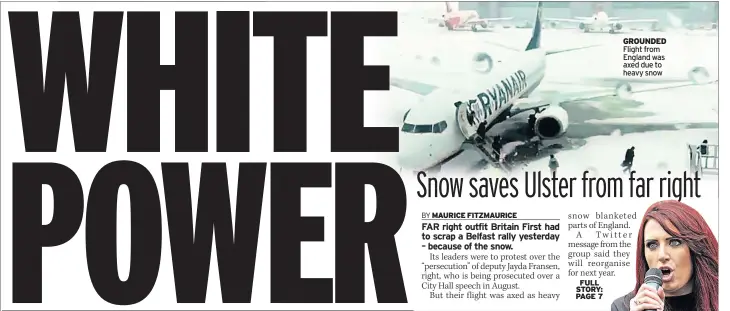  ??  ?? GROUNDED Flight from England was axed due to heavy snow