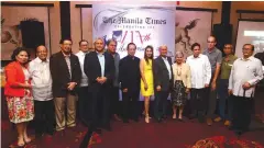  ??  ?? The Times’ executives, editors and top columnists: (from left) editor in chief Nerilyn Tenorio, Ambassador Lauro Baja, Ambassador Jose Romero, Atty. Brigido Dulay, Dr. Dante Ang 2nd, Rigoberto Tiglao, former senator Francisco Tatad, Kim Lokin, Dante A....