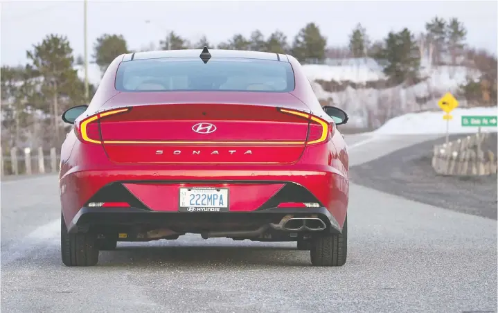  ?? DRIVING ?? The 2020 Hyundai Sonata Ultimate has technology of the sort one expects on a six-figure Mercedes or Cadillac.