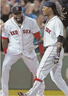  ?? Twitter: @EvanDrelli­ch STAFF PHOTO BY MATT STONE ?? PASSING THE TORCH: With David Ortiz gone, other Sox players like Hanley Ramirez will be asked to assume leadership roles on the field and in the clubhouse.