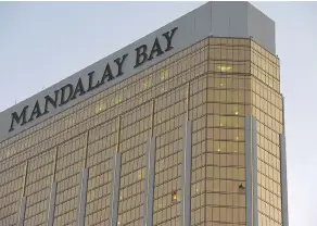  ?? ROBYN BECK / AFP / GETTY IMAGES ?? The Mandalay Bay Resort is among those being sued in the wake of the deadly Oct. 1 attack in Las Vegas. Fourteen new lawsuits were filed just last week.