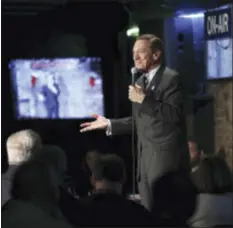  ?? MEL EVANS — THE ASSOCIATED PRESS FILE ?? In this file photo, actor, comedian and radio host Joe Piscopo addresses a gathering during a comedy event to help raise funds for the Boys and Girls Club of America at the Stress Factory Comedy Club in New Brunswick, N.J. Piscopo is serious when he...