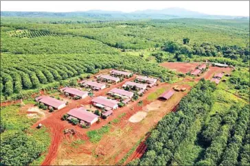  ?? SOCFIN CAMBODIA ?? One of Coviphama Co Ltd’s company villages in Pech Chreada district’s Bou Sra commune in Mondulkiri province, which provides employees and their families with free housing.