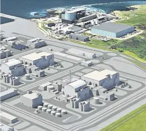  ??  ?? The £14bn Wylfa Newydd project will be able to house a reduced number of workers on a single site next to the build