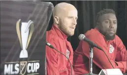  ?? FRANK GUNN — THE ASSOCIATED PRESS ?? Michael Bradley, left, Jozy Altidore and Toronto FC play Seattle in today’s MLS Cup.