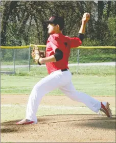  ?? TIMES photograph­s by Annette Beard ?? Blackhawk Jakota Sainsbury pitched against Berryville Monday.