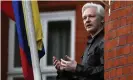  ??  ?? Julian Assange on the balcony of the Ecuadorian embassy on 19 May 2017. Photograph: Daniel Leal-Olivas/AFP/Getty Images