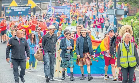  ?? ?? The Perthshire Pride 2022 event included a march from the South Inch car park to Horsecross Plaza.