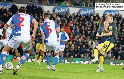  ?? ?? Anthony Gordon opens the scoring for Newcastle