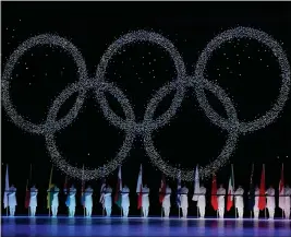  ?? NATACHA PISARENKO — THE ASSOCIATED PRESS ?? The Olympic rings, seen here at the closing ceremony of the 2022Winter Games in Beijing, stand an excellent chance to reappear in Salt Lake City either in 2030or 2034.