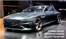 ?? ?? X coupé concept previewed potential Porsche Taycan rival