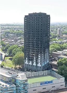  ?? Picture: PA. ?? Grenfell Tower in London following the fire that killed 72 people.