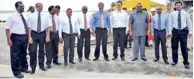  ??  ?? Officials of SLPA and ABC Shipping (Private) Ltd.at the MRMRP following the plaque exchange to mark the maiden call of K Line’s MV Aegean Highway