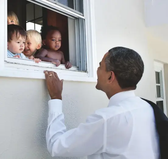  ??  ?? I think probably the President’s second-favourite day in the White House was when he got to coach Sasha’s school basketball team, The Sidwell Friends’ Vipers, because the two coaches couldn’t make it that day. So he said, ‘Well I’ll coach the team with Reggie [his personal aide].’ I love the little kid in the back row, playing his video game