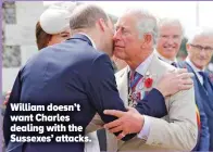  ?? ?? William doesn’t want Charles dealing with the Sussexes’ attacks.