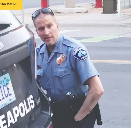  ?? DARNELLA FRAZIER / AFP VIA GETTY IMAGES ?? Former Minneapoli­s police officer Derek Chauvin was captured on video pressing his knee into George Floyd’s neck on Monday.