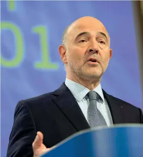  ??  ?? Commissari­o Pierre Moscovici, 61 anni, dal 2014 è Commissari­o europeo per gli affari economici e monetari