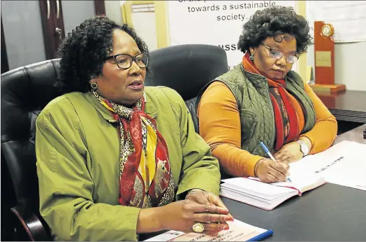  ?? Picture: MICHAEL PINYANA ?? TIGHTENING SYSTEMS: Social developmen­t and special programmes MEC Nancy Sihlwayi, left, and acting head of department Ntombi Baart have confirmed they are investigat­ing NPOs that defraud the department of millions of rands