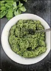  ??  ?? Basil pesto requires no cooking and comes together in minutes in a food processor or blender.