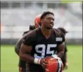  ?? TIM PHILLIS — THE NEWS-HERALD ?? No. 1 pick Myles Garrett says his goal this year is to be Defensive Rookie of the Year.