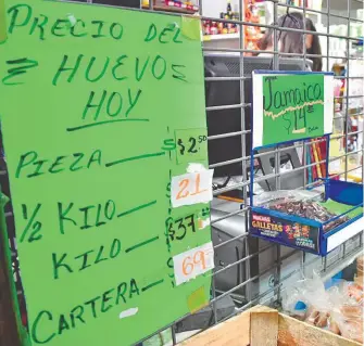  ?? ROBERTO RODRÍGUEZ HERNANDEZ /EL SOL DE LA LAGUNA ?? En algunas tiendas de Coahuila, el paquete de 30 huevos cuesta 69 pesos