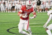  ?? ?? Fairfield Prep's Jon Morris during a game against Hand at Rafferty Stadium in Fairfield on Sept. 16.